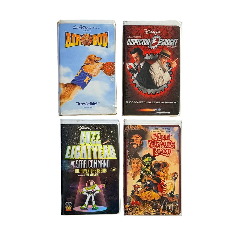Disney VHS Lot of 4 Air Bud Inspector Gadget Buzz Lightyear Kids Movies Vintage